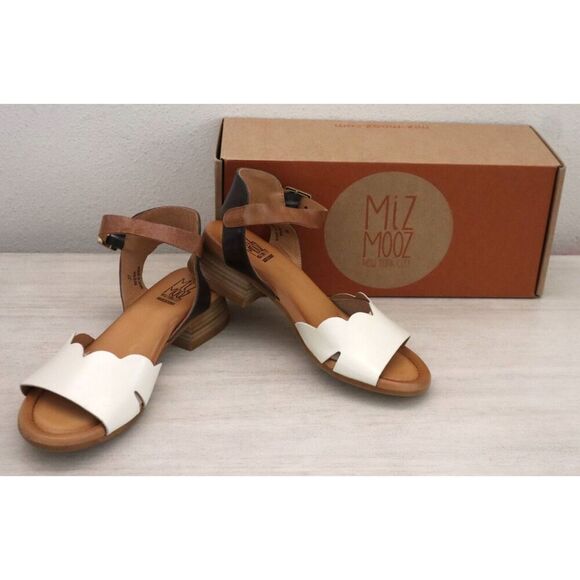 Miz Mooz WMN Sz 37 US 6.5-7 Linen Multi Feena Leather Strappy Heeled Sandals - Picture 1 of 12
